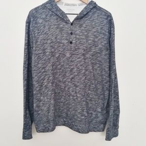 Vince Half Button Grey Pullover Hooded Sweater XL